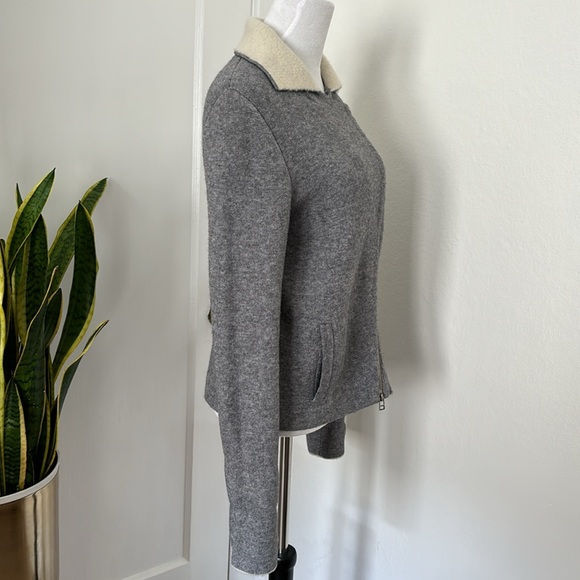 Anthropologie Moto Sweater Jacket Gray Full Zip - small - Picture 3 of 6